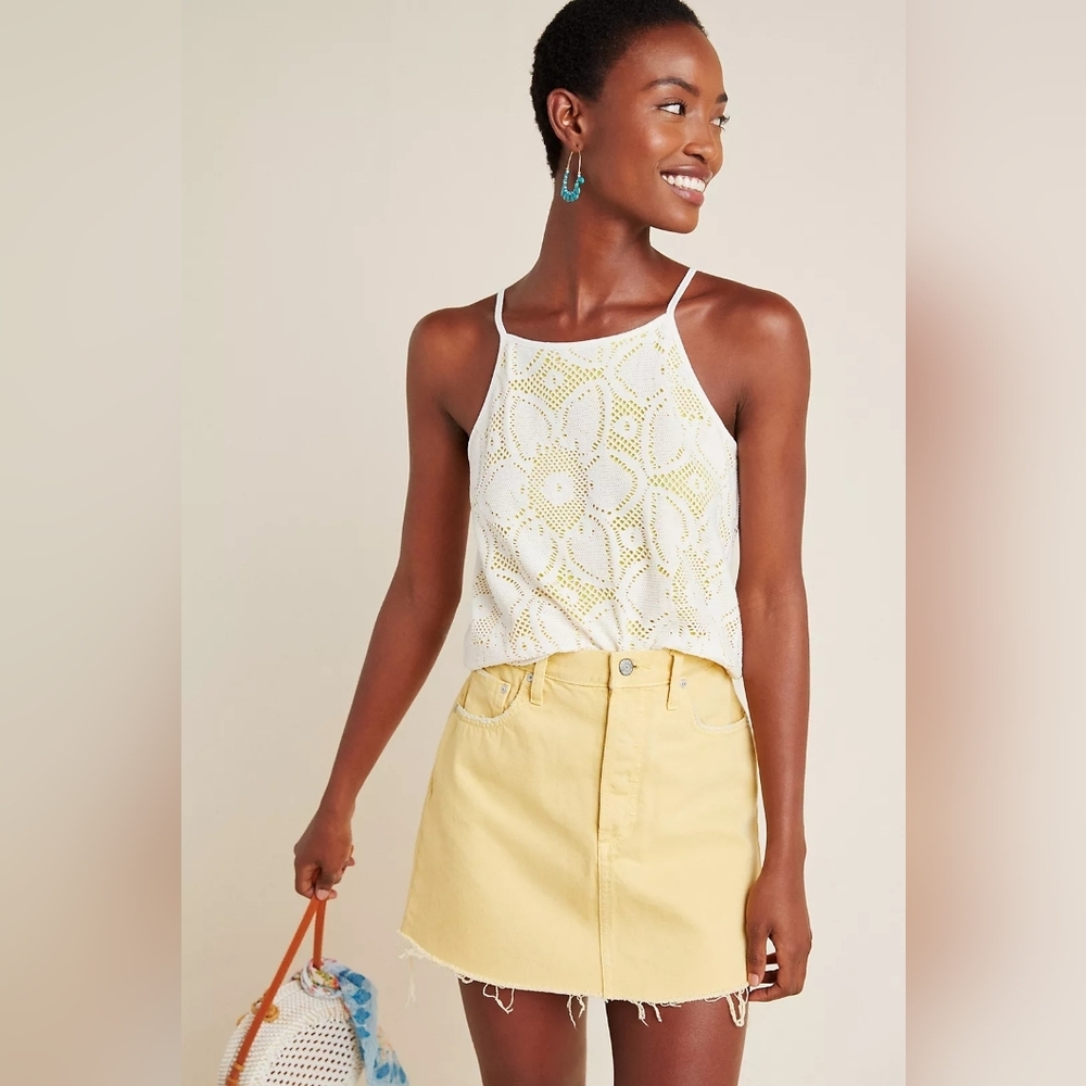 Anthropologie Cosette Top Size S Yellow White